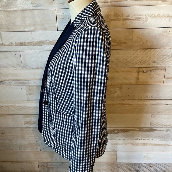 NWOT J.crew size 00 blue gingham blazer - Picture 4 of 10